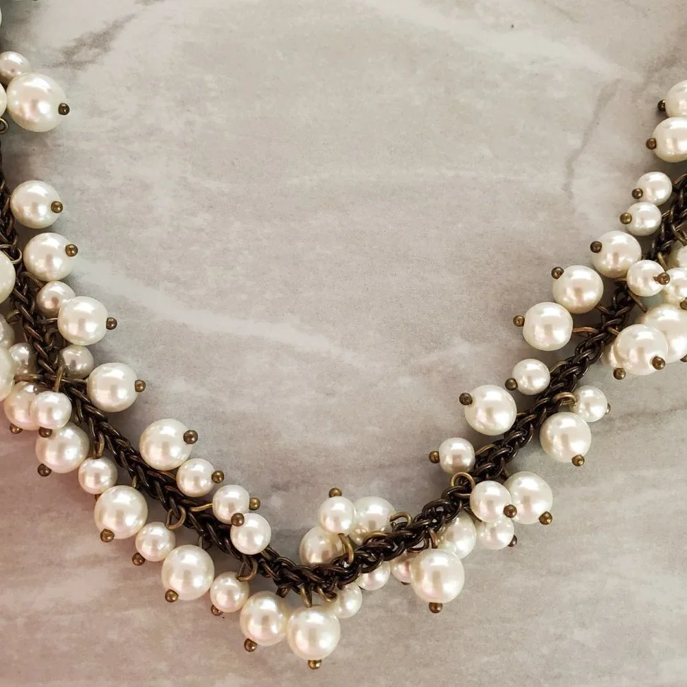 💕 J.Crew Pearl Cluster Antiqued Necklace 💕